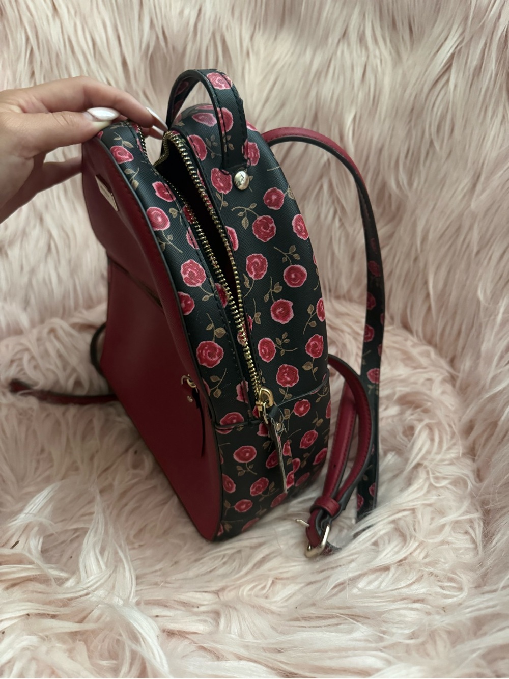 kate spade Cherry Red Floral Mini Backpack - Picture 3 of 5